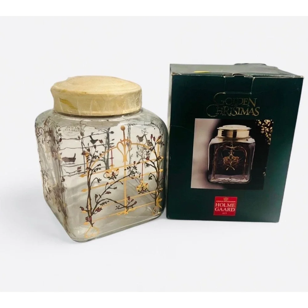 Holmegaard Christmas Glass Jar Lidded Cookie Jette Frolich Birds Vintage 1989